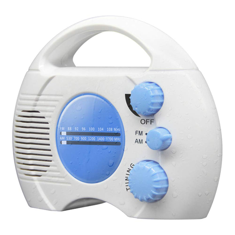 [Australia - AusPower] - Shower Radio, Portable AM/FM Shower Radio, Waterproof Hanging Shower Radio Built-in Speaker Adjustable Volume Battery Operated Shower Radios for Bathroom Kitchen, Outdoor(Blue+White) Blue+white 