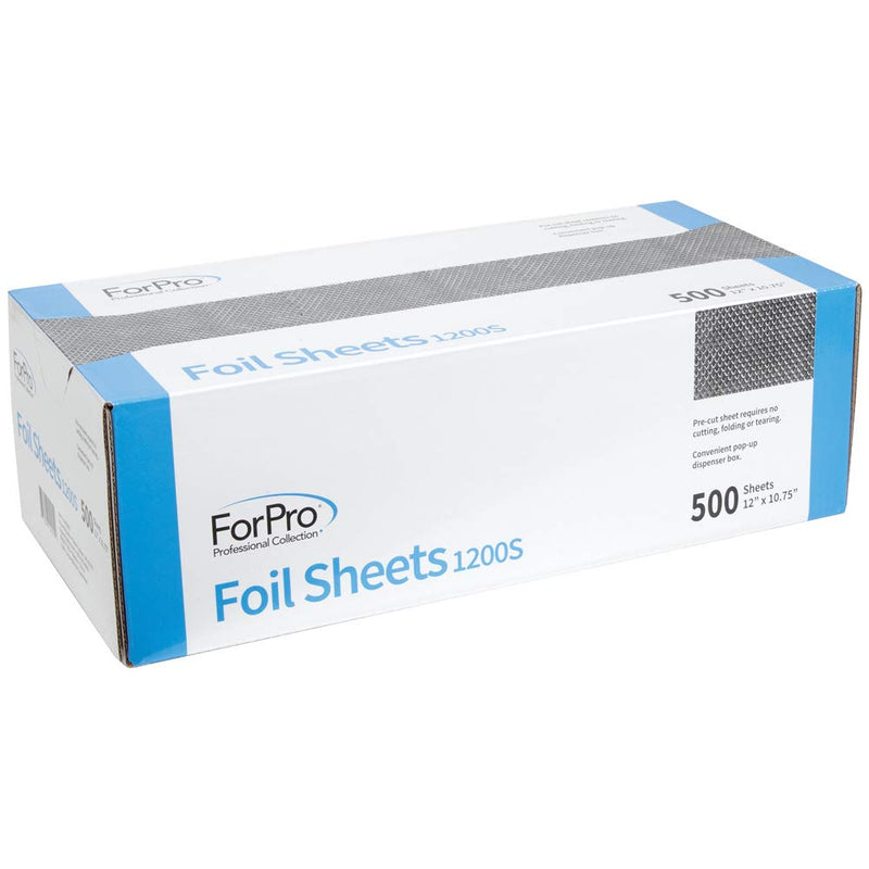 ForPro Professional Collection Embossed Foil Sheets 1200S, Aluminum Foil, Pop-Up Dispenser, for Hair Color Application and Highlighting Services, Food Safe, 12” W x 10.75” L, 500-Count 500 Count (Pack of 1)