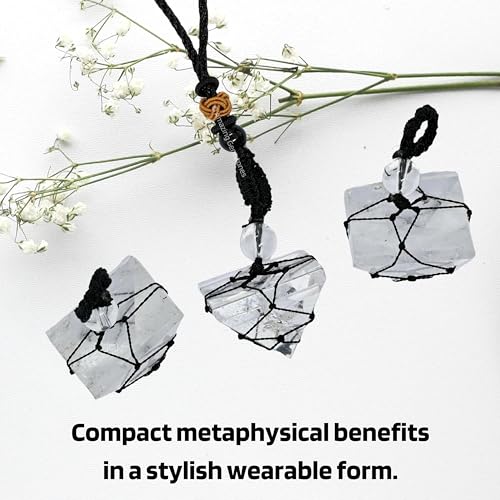 Pyramid Necklace Crystal Jewelry for Men Women : Stylish Natural Gemstone Men Jewelry, Unique Women Men's Necklace with Crystal Stone Holder Pyramid (Black Macrame) clear quartz