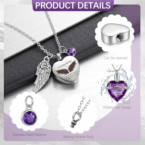 Ecation 18 Pcs Small Cremation Urns and Ashes Necklace Set, Purple