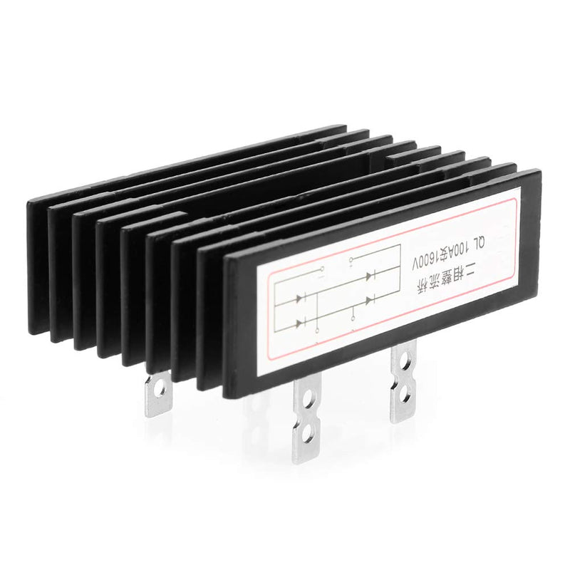 [Australia - AusPower] - 2 Phase Diode Bridge Rectifier 100A 1600V Voltage High Power Bridge Rectifier Full Silicon Diodes Bridge Rectifier Diode Black with Heatsink Good Heat Dissipation 