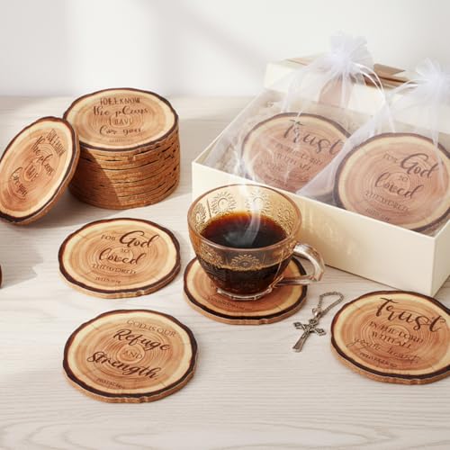50 Sets 4" Christian Cork Coaster Gift Bulk, English Bible Verse