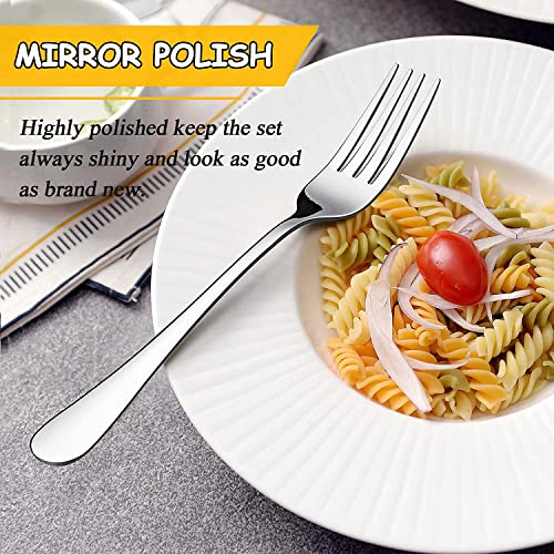 LIANYU Dinner Forks Set of 12, 8 Inches Large Stainless Steel Silver Forks