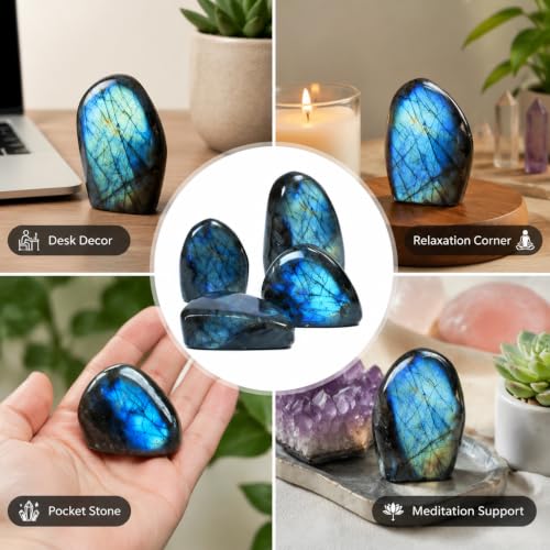 0.15-0.25 LB Natural Labradorite Stone, Polished Blue Labradorite Crystal, Healing Crystal Labradorite Gemstone for Home Decor, Meditation, Crystal Collection-1PC