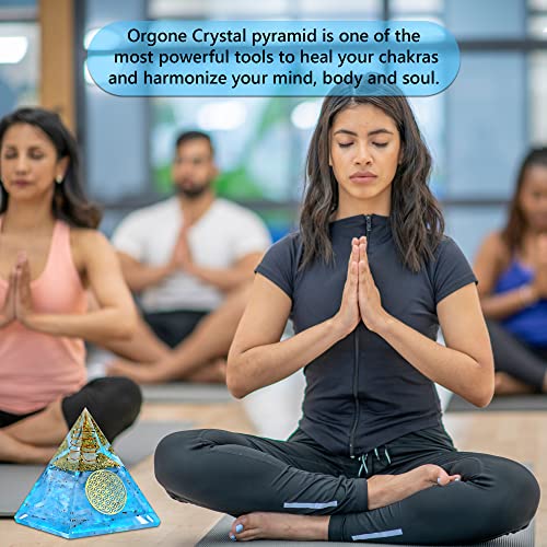 Anaya Agate Selenite Glow Crystal Pyramid – Handmade Selenite Orgone Pyramid for High Frequency Vibration, Powers of Manifestation – Orgonite Pyramids Promotes Peace and Calmness