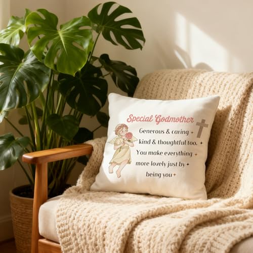 Cushion Covers Godmother Gifts for Mothers Day God Mothers Gifts Godmother Presents Birthday Christian Gift for Women Religious Gift for Christening Christmas Valentines Cushion Covers 45x45