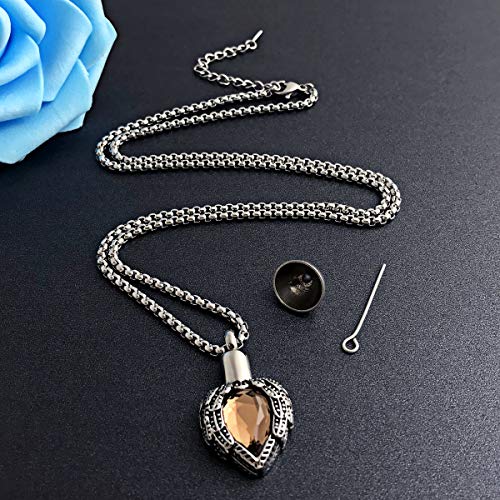 MUERDOU Urn Necklaces for Ashes Angel Wing Birthstone Charm Heart Cremation Jewelry Keepsake Holder Memorial Necklace Pendant November