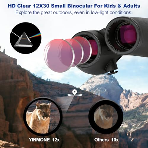12x30 Compact Binoculars for Adults Kids, HD High Powered Binocular
