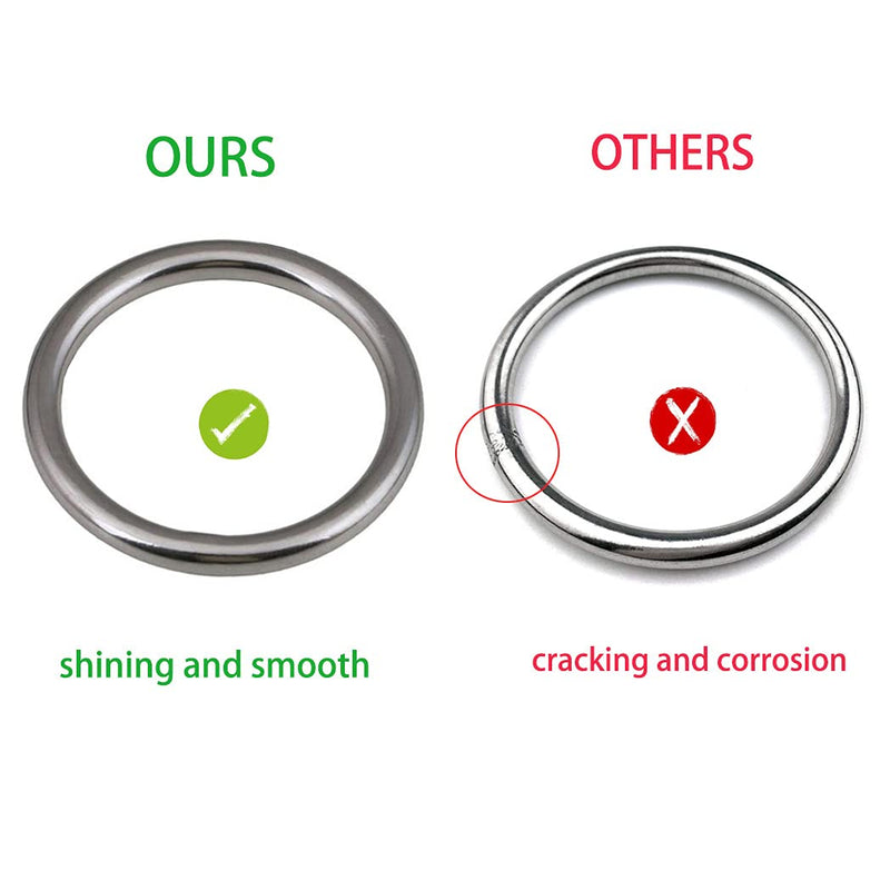 [Australia - AusPower] - 3" Metal O-Ring, 2 Pack 304 Seamless Welding Stainless Steel Rings Heavy Duty Smooth Solid Multi-Purpose Big Ring for for Crafts, 8mm x 60mm 