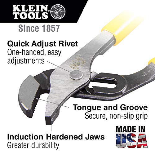 Klein Tools D502-12 12-inch yellow dipped tongue-and-groove pump pliers