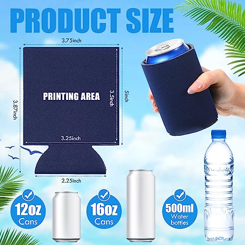 CHENGU 80 Pcs Blank Can Cooler Sleeve Bulk Can Covers Gift, Navy Blue