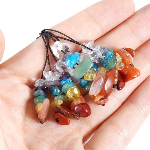 7 Chakras Crushed Crystals Decor Car Charm Round Tree of Life Car Hanging Accessories Wall Decor Meditation Ornaments Good Luck