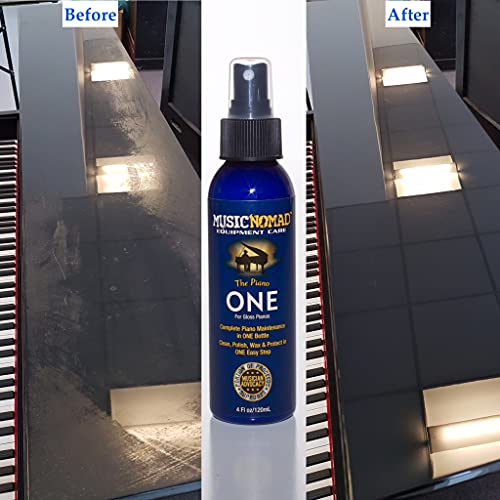 MusicNomad 3 pc. Care Kit for Gloss Pianos - Cleaner, Polish, Cloth (MN132) Complete Care