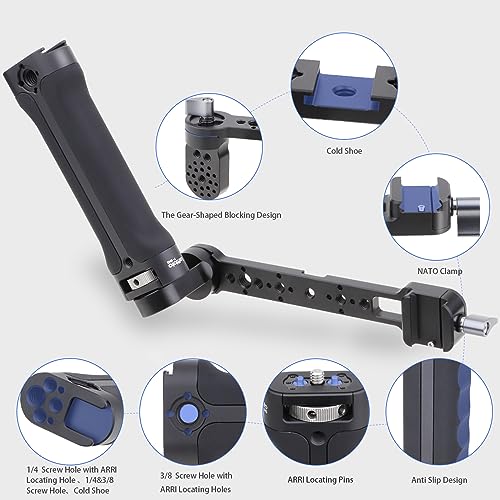 LEFTFOTO Gimbal Adjustable Silicone Sling Handgrip+Stabilizer Handle Extension Bracket kit,for DJI RS2/ RS3 PRO/ RS3 mini/ZHIYUN WEEBILL-S Gimbal Stabilizer,with NATO Clamp