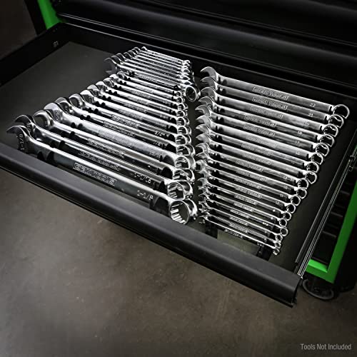 OEMTOOLS 22219 4 Piece Magnetic Rail Wrench Organizer, Magnetic Wrench Storage For Up To 40 Tools, 16 Inch V Shape Design, Tool Box Accessories, Black
