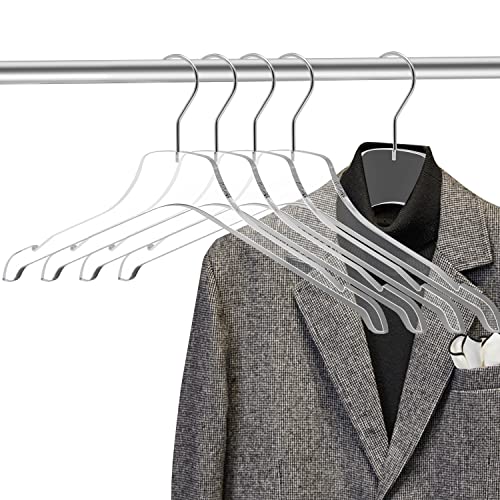 Quality Acrylic Clear Hangers, Made of Clear Acrylic for a Luxurious Look and Feel with Swivel Hook (Clear - Shirt, 5) Clear - Shirt