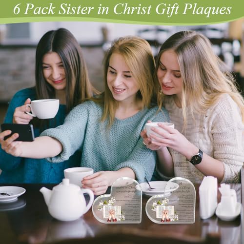 Barydat 5 Pcs Sister in Christ Gifts for Women Christian Acrylic Desk Decor
