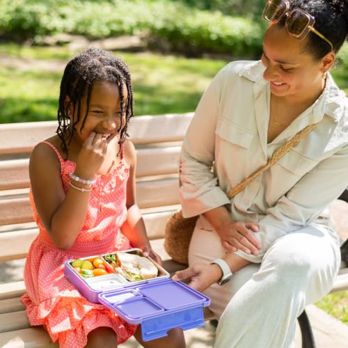 Stainless Steel Bento Lunch box Leakproof for kids boys girls, Food-Grade Silicone Seal, Deep Compartments, Removable 304 Stainless Steel Tray and Insert, Dishwasher Safe, 950ml Blue