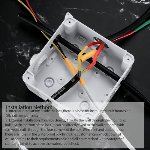 Pack of 2 Surface-Mounted Junction Box, Surface-Mounted, Junction Box, Outdoor Waterproof IP65, Junction Box, Distribution Box, Outdoor Waterproof, Electrical Box, Electric Project Housing (White, 100
