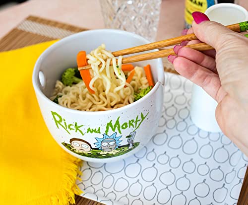 Rick and Morty Portal Japanese Ceramic Dinnerware Set | Includes 20-Ounce Ramen Noodle Bowl and Wooden Chopsticks | Asian Food Dish Set For Home & Kitchen | Adult Swim Cartoon Gifts and Collectibles
