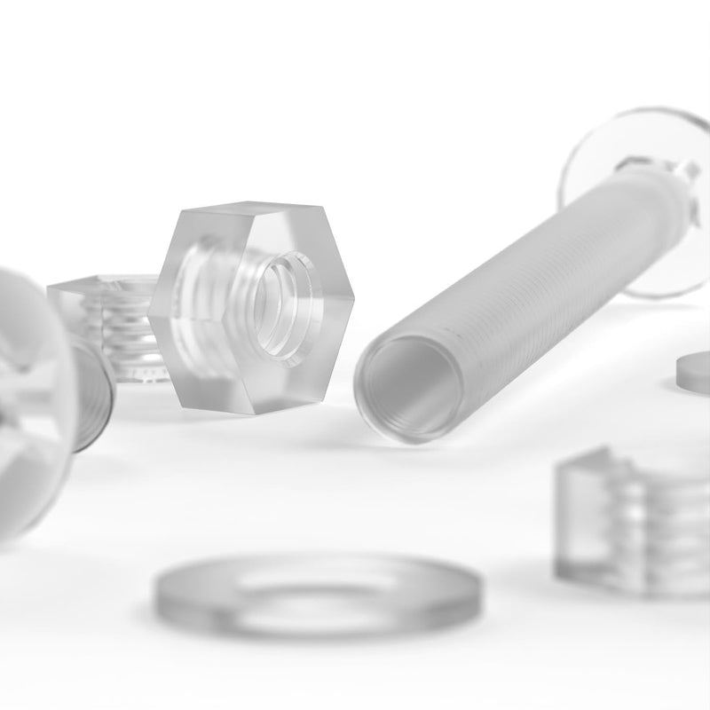 [Australia - AusPower] - Pack of 100, M3, M4, M5, M6, M8 - Transparent Clear Plastic Acrylic Nuts & Bolts -Acrylic Plastic Screws, M3, M4, M5, M6, M8, Washers 