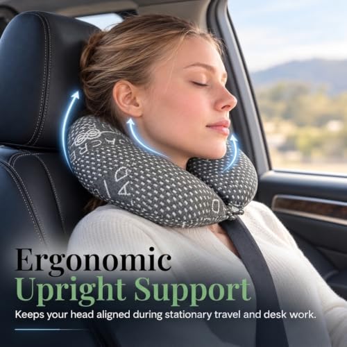 Sacred Thread grey rayon bamboo travel neck pillow with ergonomic design for comfort during journeys.