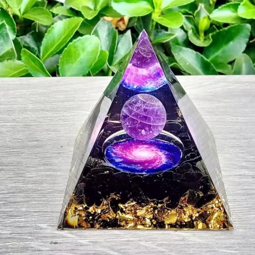 Moonstone Crystal Orgone Pyramid Ogan Crystal Energy Tower, Nature Reiki Chakra Crushed Stone Jewelry, Crystal Pyramid for Home Decor (Crystal Pyramid-48) Crystal Pyramid-48