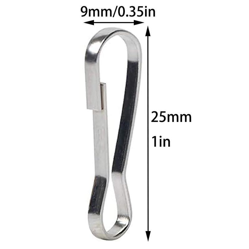 [Australia - AusPower] - 100PCS 25mm Silver 304 Stainless Steel Metal Spring Hook Small Spring Clip Rustproof Lanyard Snap Hooks DIY Accessories Line Buckle Fishing Gear Flagpole Hanging Buckle 25 mm 