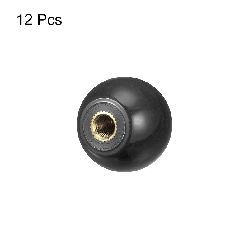 [Australia - AusPower] - uxcell 12Pcs Threaded Ball Knobs, M6 Female Thread Thermoset Ball Knob 0.98'' Dia Black Round Operation Ball Handles with Copper Insert for Machine Handle Tool Replacement M6x0.98'' 