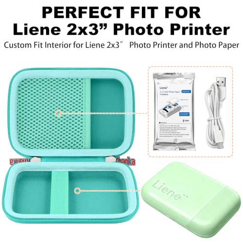 Khanka Case for Liene 2x3” Photo Printer Green for K100 2x3”