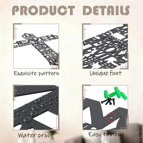Sinseike Large Metal Cross Wall Decor (Black) Black