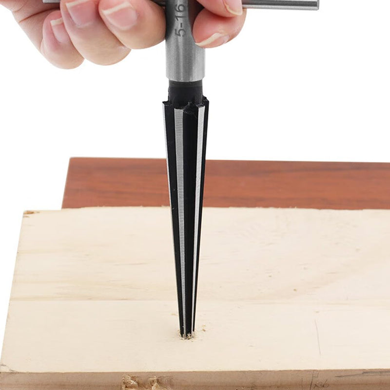 [Australia - AusPower] - 2Pcs T Handle Taper Reamer Set,6 Fluted Chamfer Reaming Guitar Bridge Pin Hole Handle Tapered Reamers Woodworker Tool 1/8"-1/2" (3-13mm) & 3-16''-5/8'' (5-16mm) 