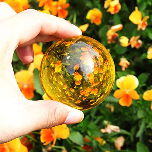 LONGWIN 60mm(2.4 inch) K9 Solid Crystal Ball with Free Stand Home Decor Ornaments Suncatcher (Amber) Amber