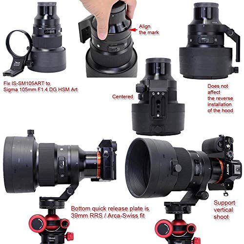 82mm Tripod Mount Ring Lens Collar Compatible with Sigma 105mm f/1.4 DG HSM Art & 100-400mm f/5-6.3 DG DN OS, Lens Support Holder Bracket Bottom is Arca-Swiss Fit Quick Release Plate Dovetail Groove
