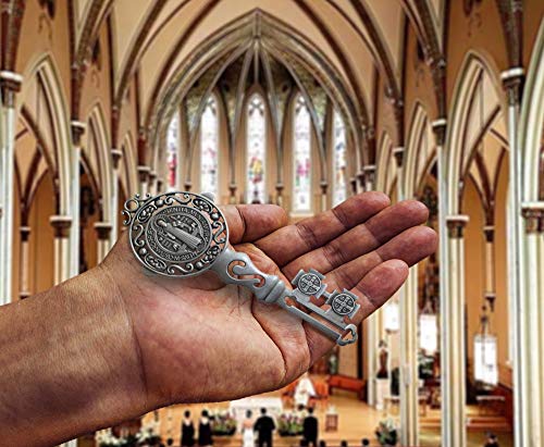 San Rafael Arcangel - Double Pack Saint Benedict Key Blessing For Protection - Home and Door hanger - Wall Hanger Catholic Gifts - Llave de San Benito Catholic Favor