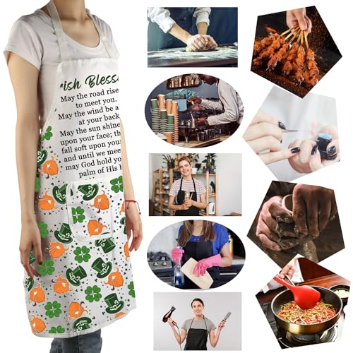 Irish Blessing Cooking Kitchen Apron Irish Blessing Gifts for Women Men Irish Prayer Chef Baking Garden BBQ Apron with Pocket Irish Blessing apron wh