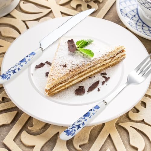 10 Pcs Chinoiserie Silverware Set Blue White Porcelain Ceramic 10