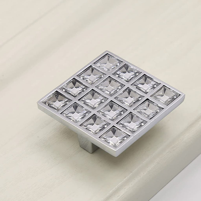 10 Pack Extra Large Square Crystal Rhinestone Cabinet Knobs Pulls Handles,Shiny Diamond Glass Dresser Drawer Konbs Pulls for Cupboard Wardrobe Dresser (Square 1.26" Hole Centers, 10 Pack) Square 1.26" Hole Centers