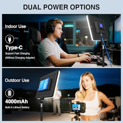 Unicucp 20W LED Video Photography Light Panel, Type C& Built-in 4000mAh