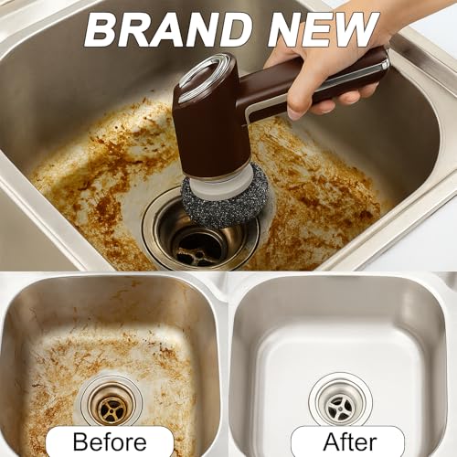 Handheld Electric Cleaning Scrubber, 5-in-1 Electric Spin Type-C Rechargeable Rotating Cleaning Brush Power Scrubber for Kitchen, Bathroom, Bathtub, Sink, Car, Wall, Floor