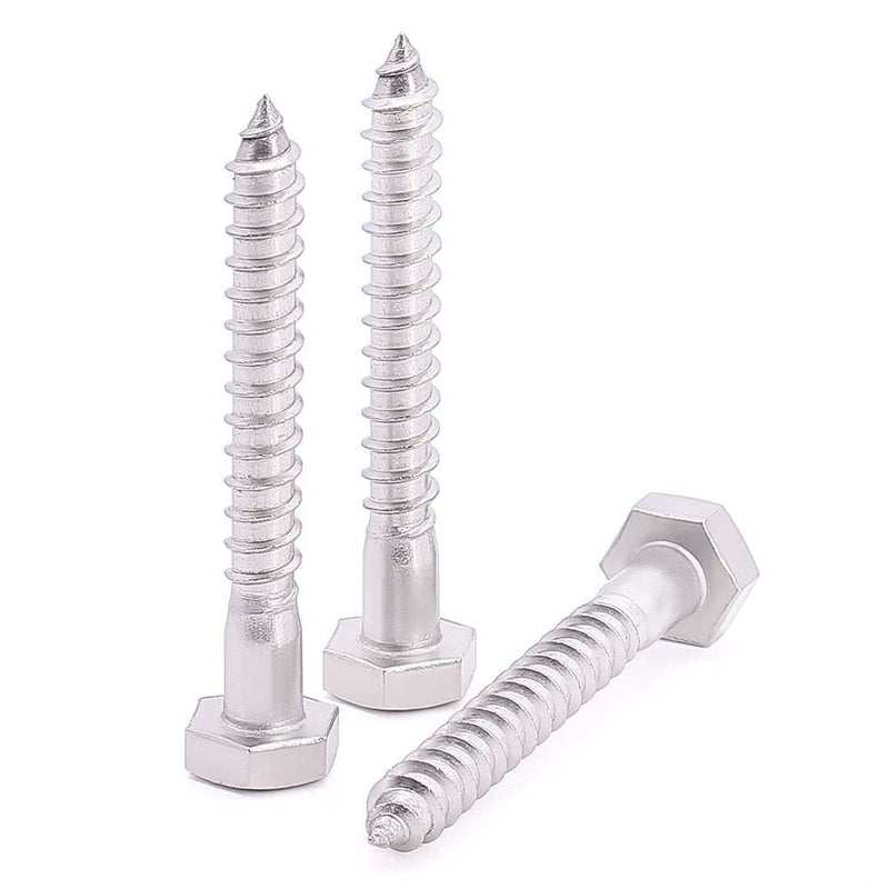 M8 x 75mm (10 pcs) Hex Lag Screws, 304 Stainless Steel 18/8, Hexagon Head Lag Bolts, DIN571 M8 x 75mm 10