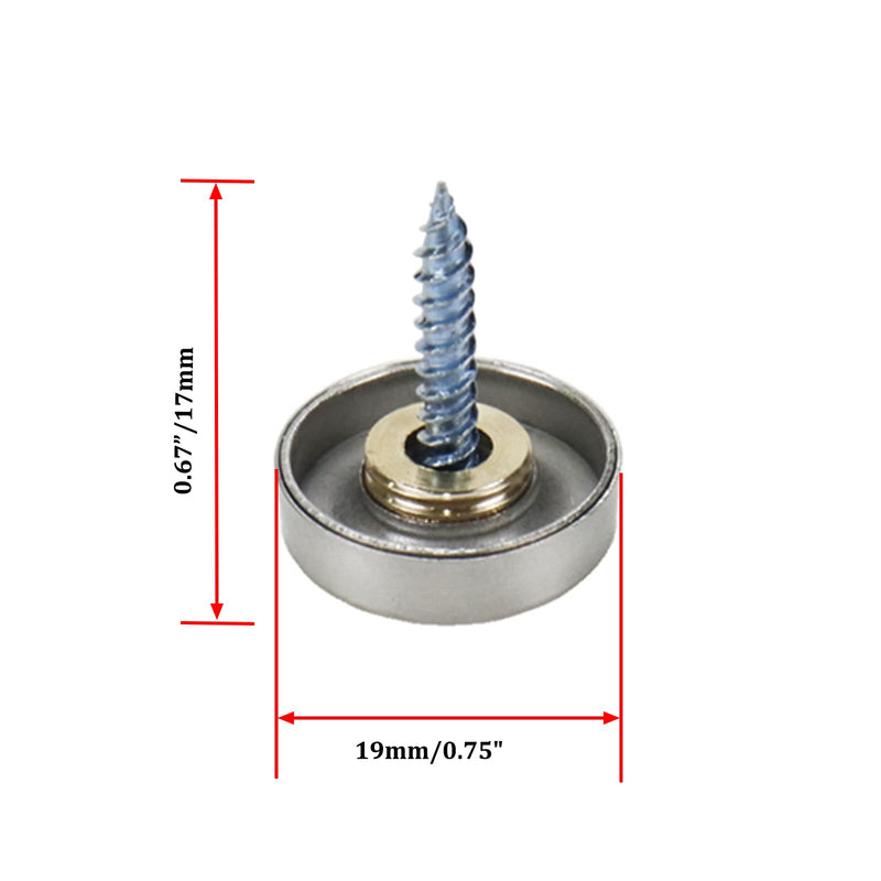 [Australia - AusPower] - Mirror Screws Cap Cover Nails Stainless Steel 19mm/0.75" Dia - 20pcs 