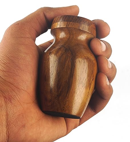 ZIYA Wooden Small Keepsake Cremation Urn for Human Ashes with Black Velvet Case - Set of 2 Pcs Memorials Mini Sharing Personal Funeral Urn for Pet or Human Ashes Token
