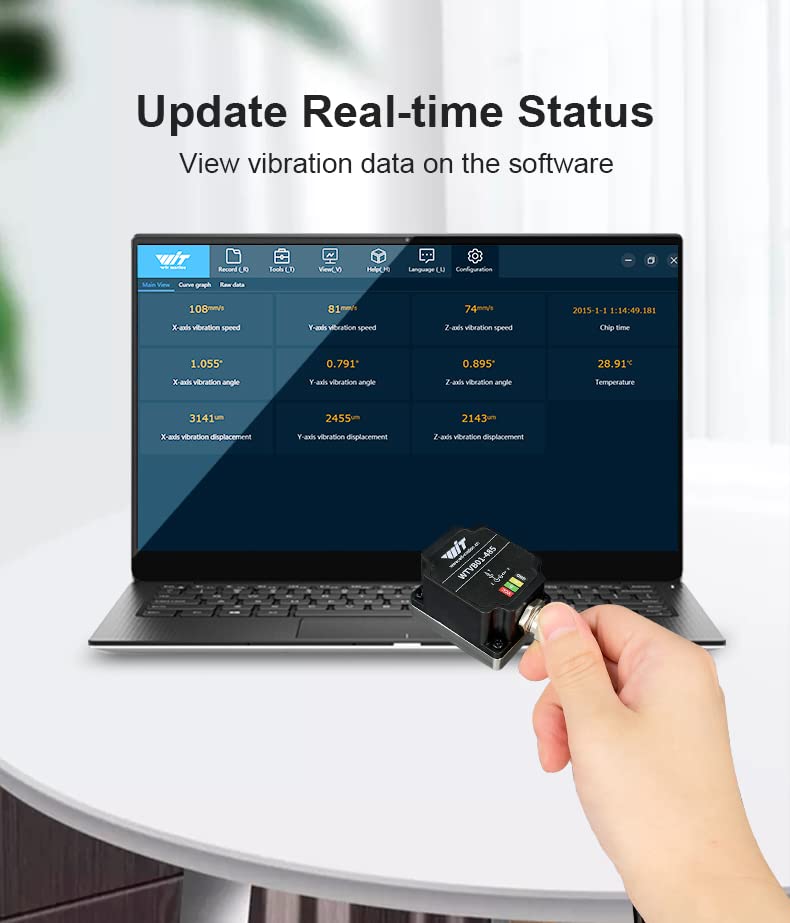 [Australia - AusPower] - WitMotion WTVB01-485 IPX8 Waterproof Vibration Sensor Transducer, Modbus RTU 3-axis (XYZ) Vibration Displacement(2000um)+Speed(50mm/s)+Amplitude(180°), for Structural Health Monitoring 