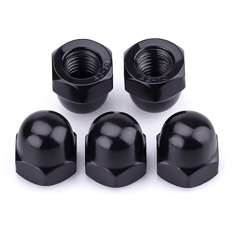 [Australia - AusPower] - 1/4"-20 Hex Head Acorn Cap Nuts, 304 Stainless Steel 18-8 Hexagon Head Acorn Dome Cap Nuts, Black Oxide Finish, Hex Drive, 25 PCS 1/4"-20 