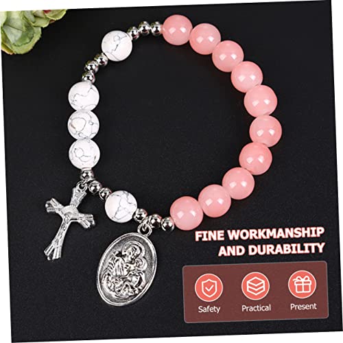 BESPORTBLE Cross Pendant Bracelet Beaded Cross Bracelet for Women for Men as Friendship Gifts for Women