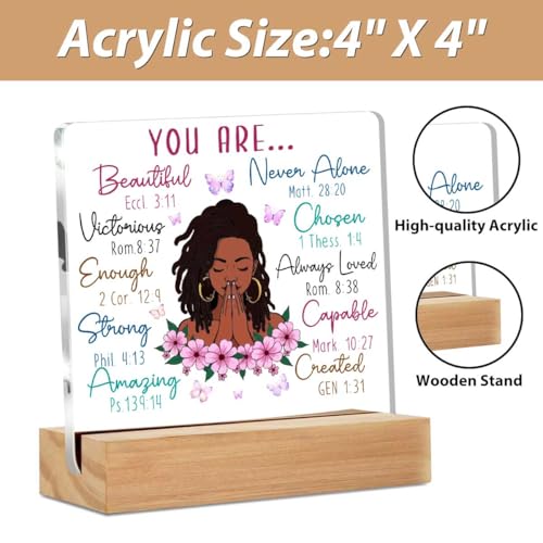 Christian Gifts for Women, Inspirational Quotes Acrylic Decor Sign, Religious Gifts for Mom Friends Coworker Sister, Bible Verse Desk Gadgets Table Top Cubicle Decor Accessories Multicolour 02332