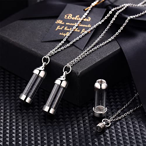 Vial Necklace Glass Vial Pendant Stainless Steel Glass Container Urn Necklace for Ash Openable Memorial Keepsake Cremation Ashes Holder 12