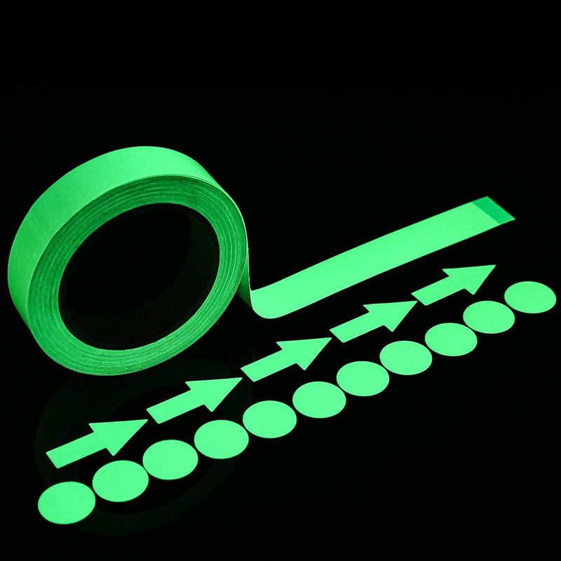 LLPT Glow in The Dark Tape 1” x 33 Ft Self Adhesive Neon Luminous Tape Rechargeable Brightness Fluorescent Sticker Tape for Sport Gears Night Part DIY Craft Color Green (GD133G) 1" x 33 Feet
