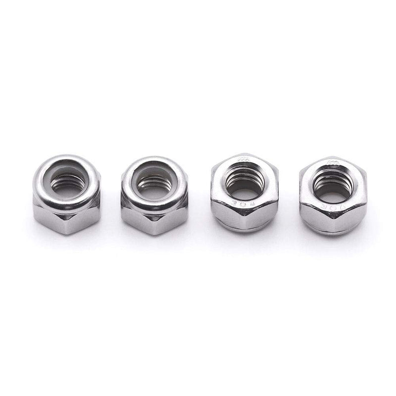 [Australia - AusPower] - 3/8"-16 Nylon Insert Hex Lock Nuts, Allen Hex Drive, 304 Stainless Steel 18-8, Full Thread, Coarse Thread UNC, Pack of 10 3/8"-16 